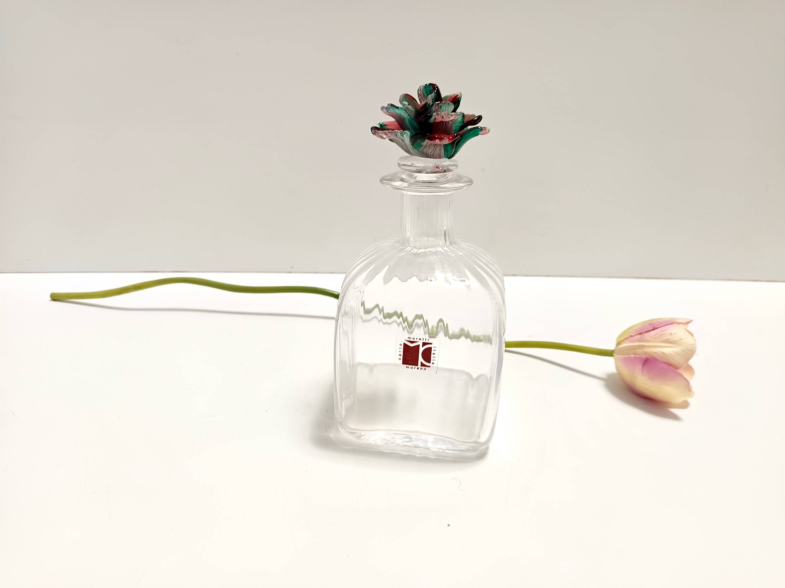 Transparent Murano Glass Decanter Bottle by Carlo Moretti, Italy