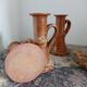 Enamelled stoneware candle holders