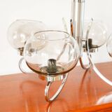 Chandelier Gaetano Sciolari, 4 lights, in chrome and smoked glass, 1970.