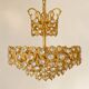 Brass and crystal chandelier plated with 24K gold PALWA, Germany, 1960s-70s.