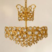 Brass and crystal chandelier plated with 24K gold PALWA, Germany, 1960s-70s.