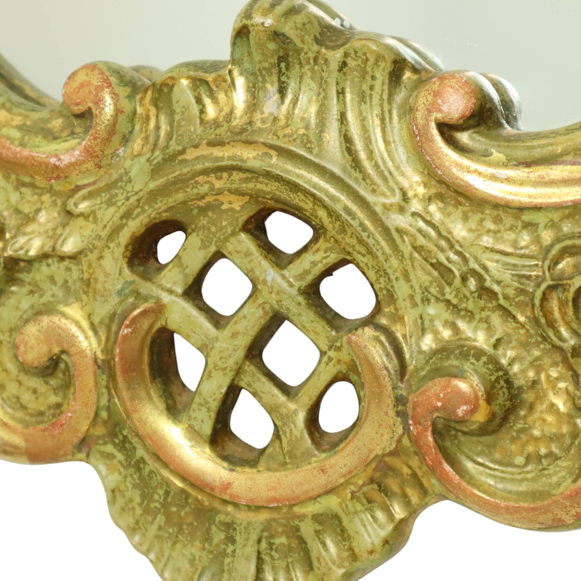 Large Swedish Mirror Gold Leaf Gilded Classic Rococo Style 119cm