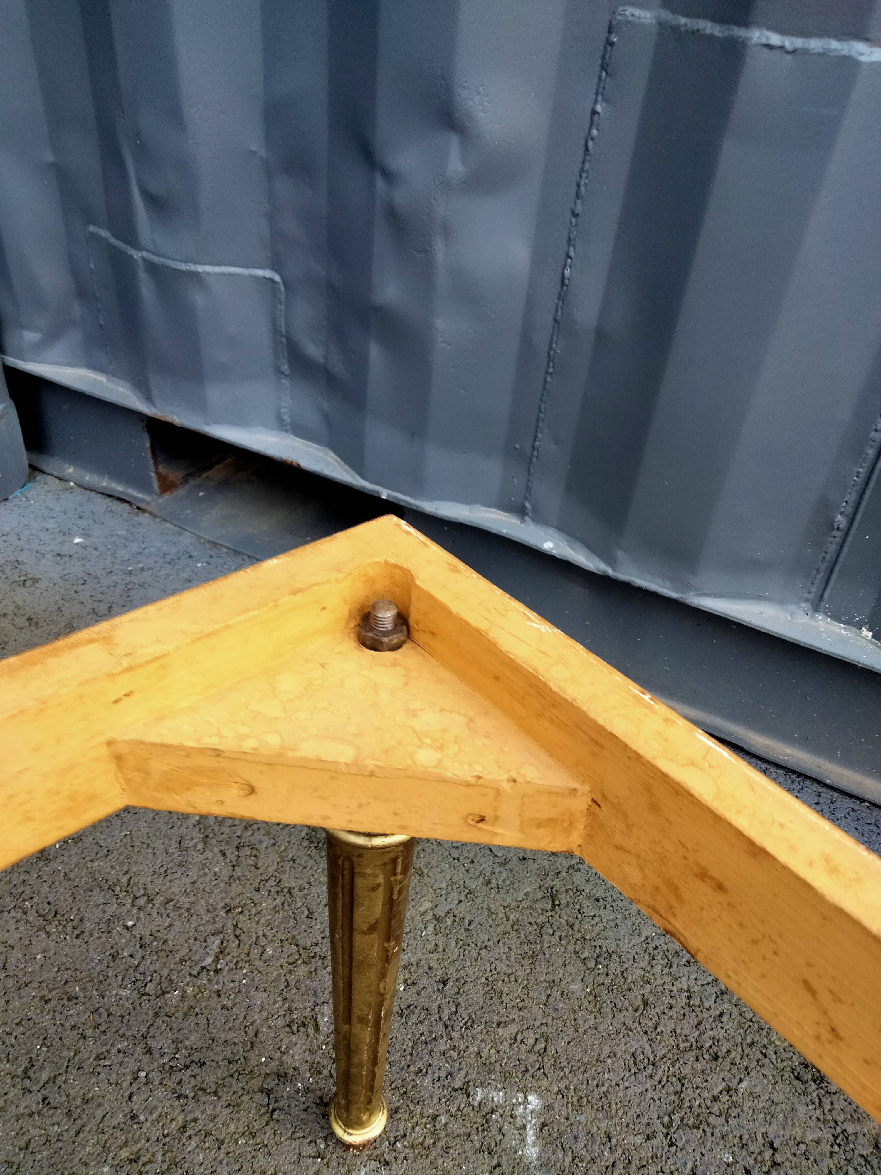 Coffee table gilded wood old marble top side table