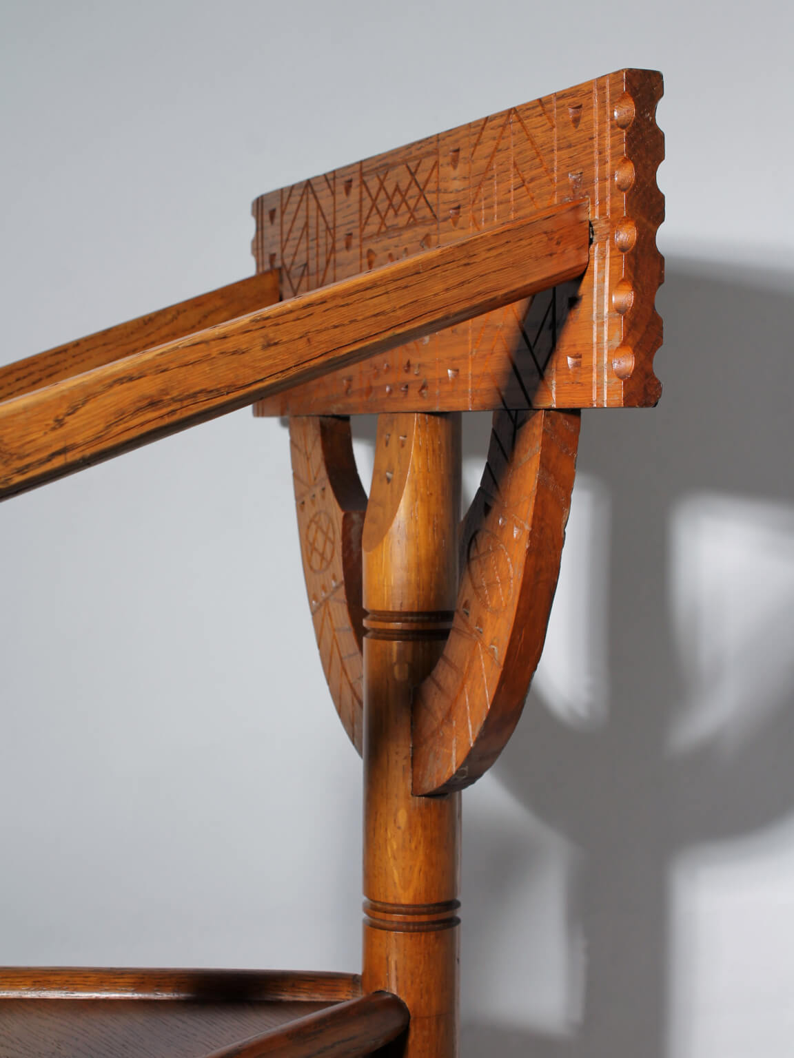Swedish Carved Oak Monk Chair, 1930s