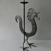 Bougeoir coq en fer forgé, brutaliste