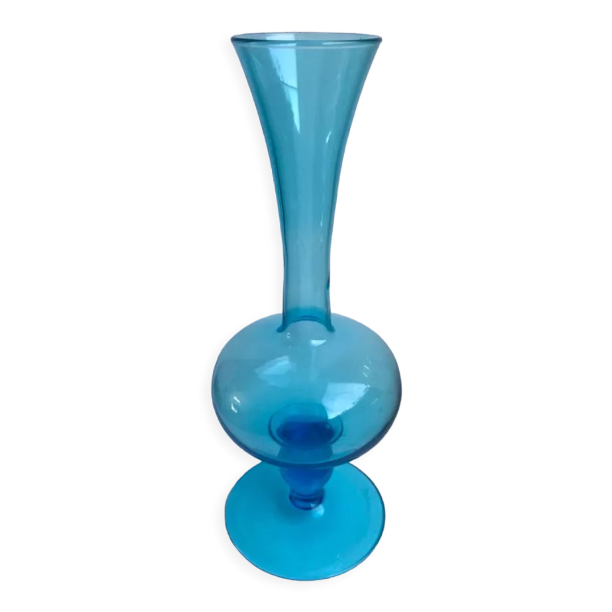 Design vase in turquoise blue glass 70s