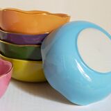 Six vintage multicolored ceramic bowls-cups