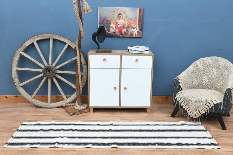 Vintage Striped Turkish Kilim Runner 60 x 243 cm