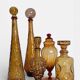 Ensemble de carafes en verre ambre Empoli par Wayne Husted, fait à la main en Italie.