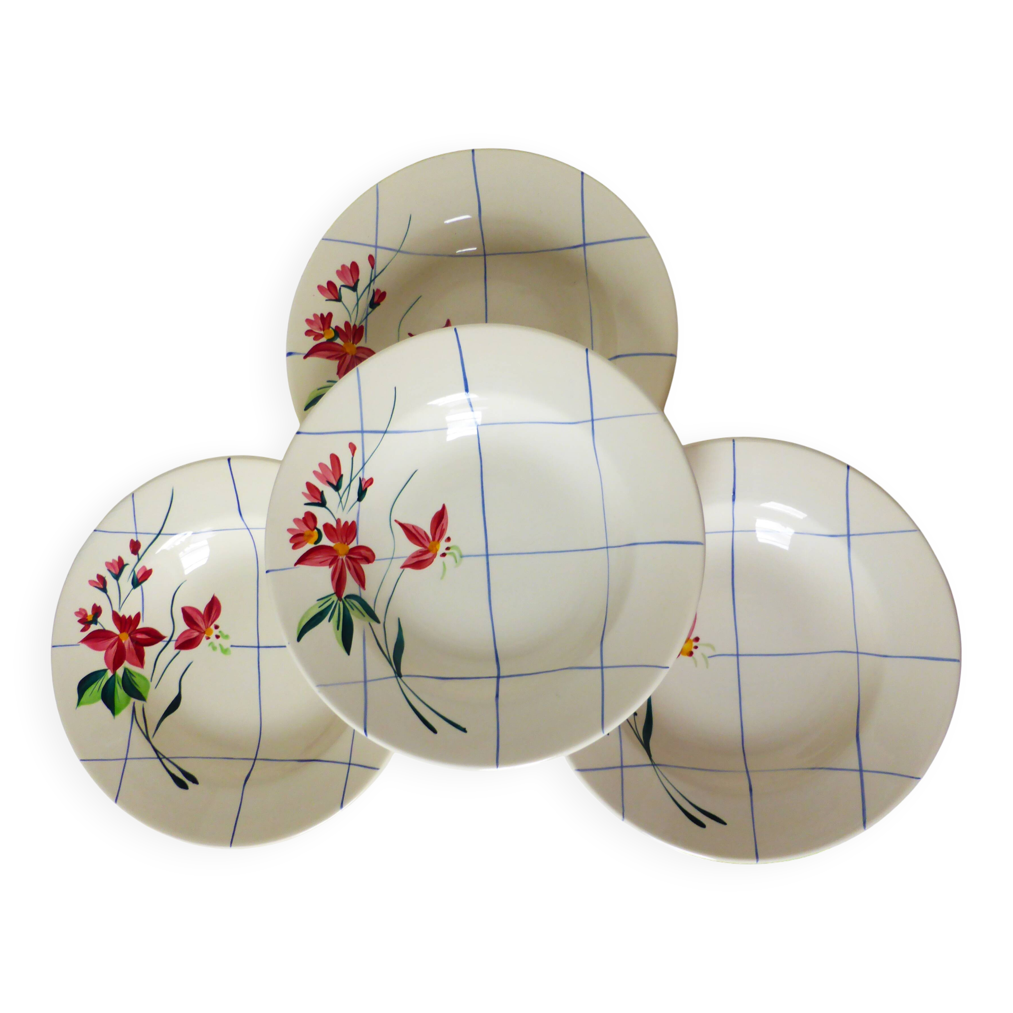 4 vintage Niderviller soup plates, Saumur model 220502