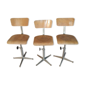 Lot de 3 chaises d'atelier