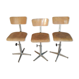 Lot de 3 chaises d'atelier