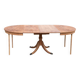 Extendable round dining table with central leg renovated in raw wood 205cm
