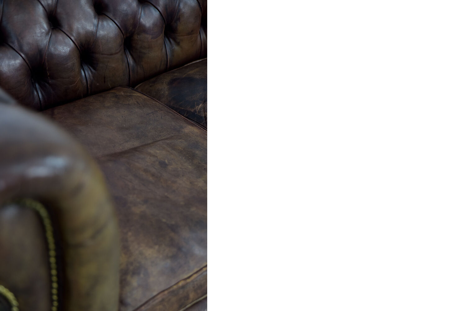 Antique brown leather chesterfield sofa, 1920s