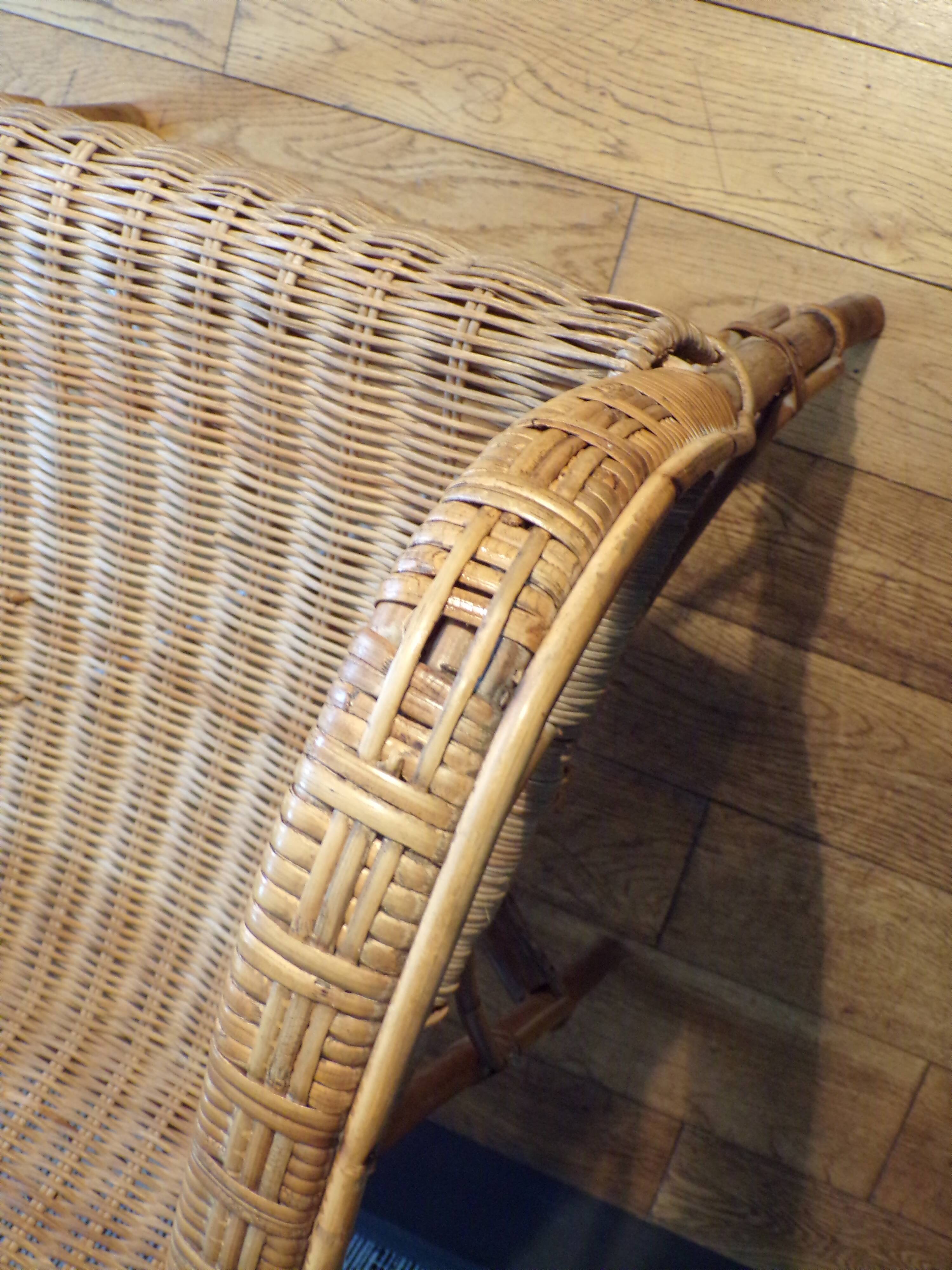 Fauteuil rotin 1930-50