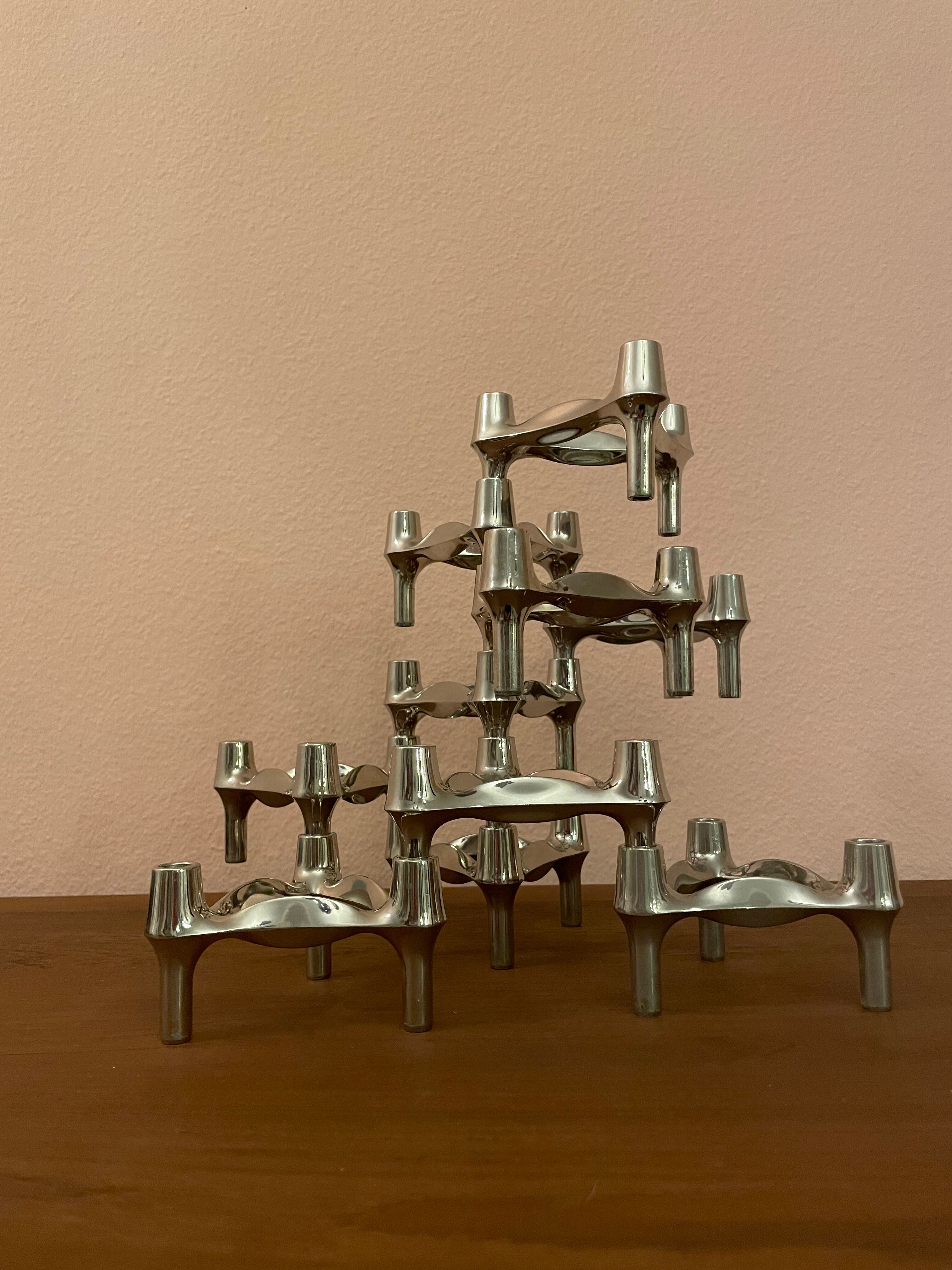 Set of 10 candle holders by Ceasar Stoffi and Fritz Nagel for Quist