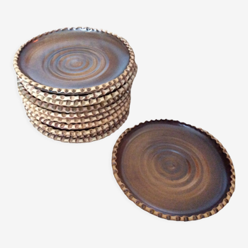 Set of 11 terracotta dessert plates