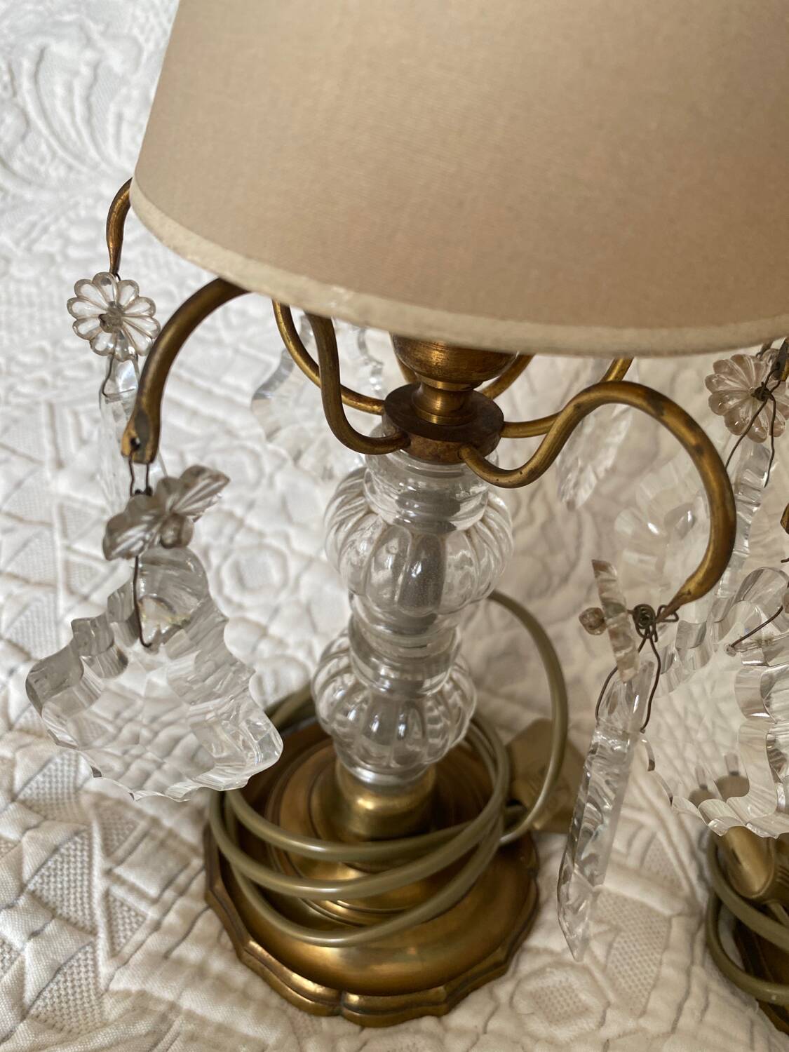 Pair of Gilt Bronze Girandole Lamps with Tassels