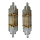 Pair of large Murano crystal sconces on gilt frame, Austria, 1970s
