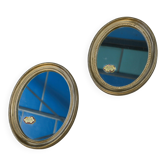 Pair of vintage 1950s oval mirrors