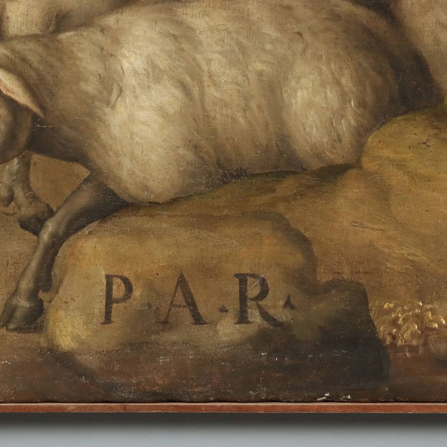 Ancient painting of Saint Joachim and the angel, oil on canvas, 16th century.