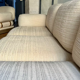 Vintage Thibier 3-seater sofa, beige fabric and brass, France 1978