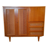 Meubles multifonctions en bois et rotin années 60
