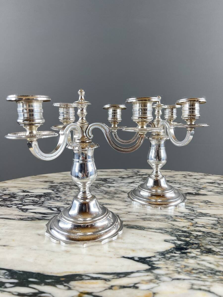 Pair of silver-plated candelabra, 20th century