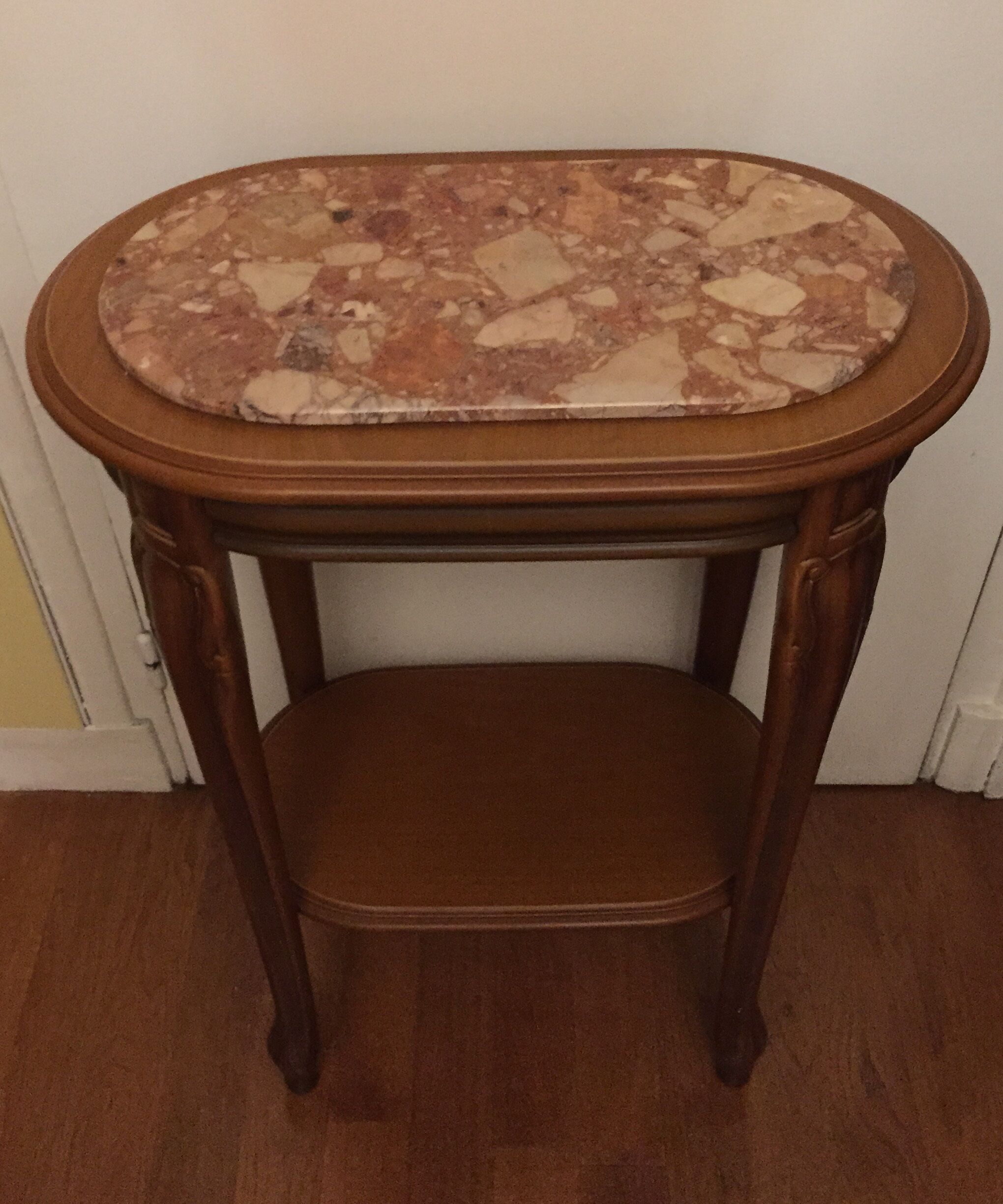 Wooden selet on marble