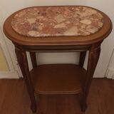 Wooden selet on marble