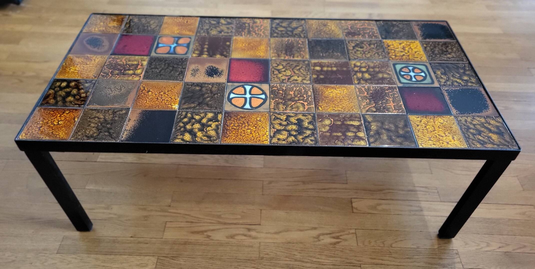 Roche Bobois French ceramic coffee table 1970s Vintage