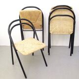Four straw chairs from the 70s