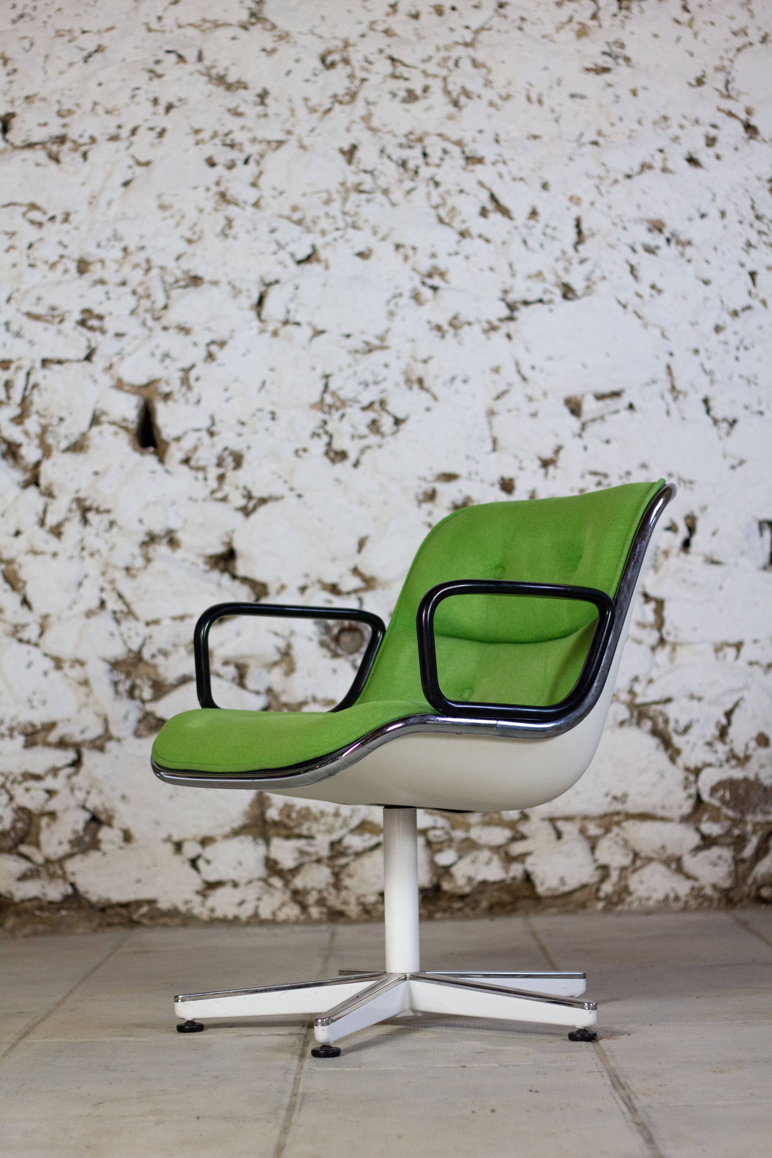 Green executive armchair by Charles Pollock for Knoll, 1960
