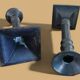 Pair of patinated bronze candlesticks Dutch Brustalistes