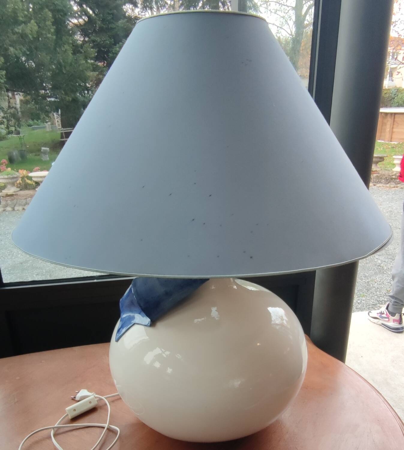 Large vintage ceramic lamp/marie paule gilles knot decor/