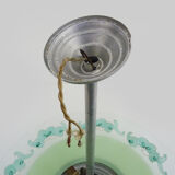 Chandeliers, green glass with floral motifs, art deco ceiling lamp with 1 lights