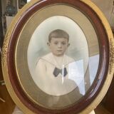 Colorized photo portrait of little boy