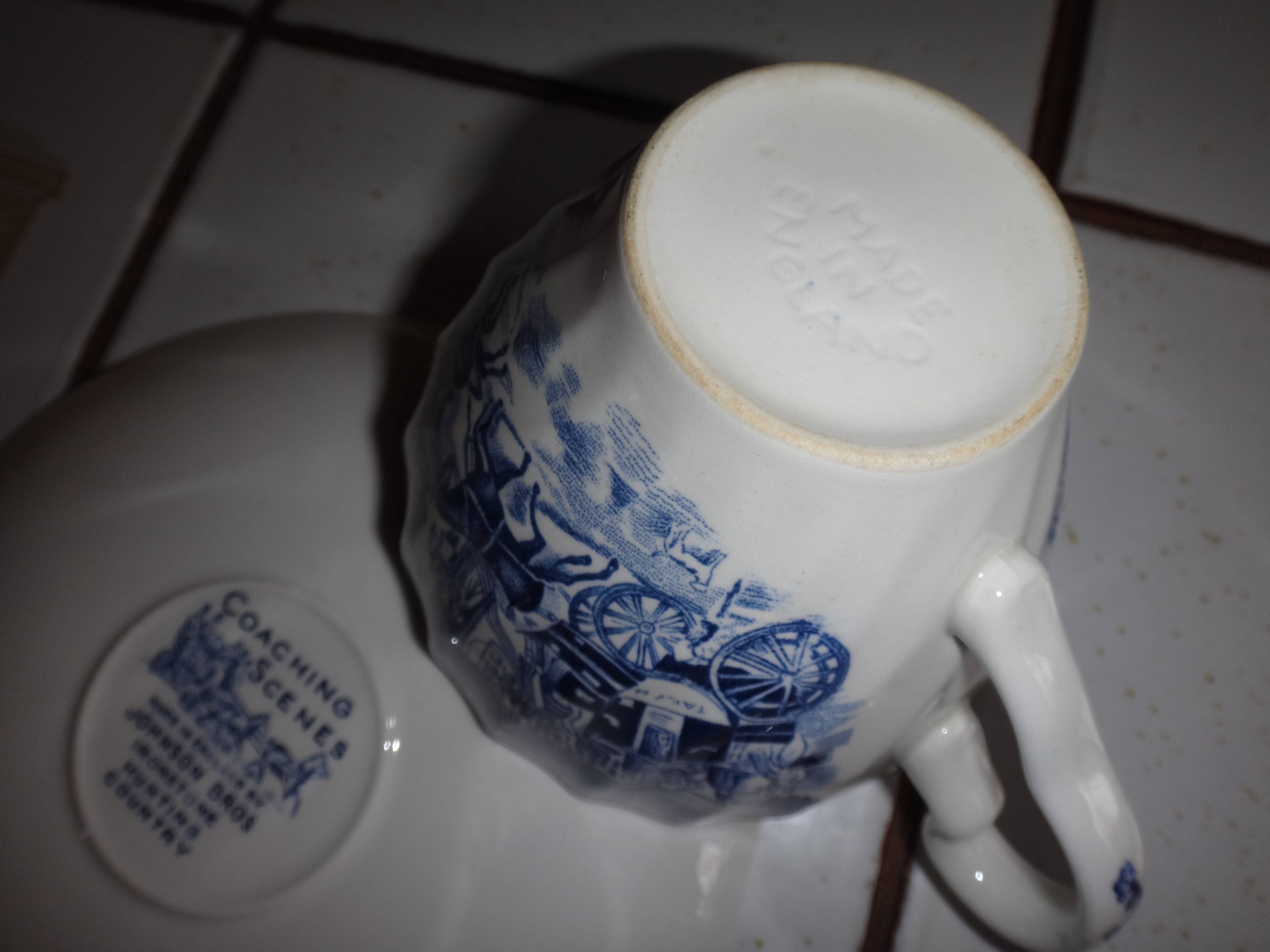 2 chocolate and English porcelain saucers