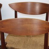Set of 4 Scandinavian chairs by Peter Hvidt – teak & cord – 1960s