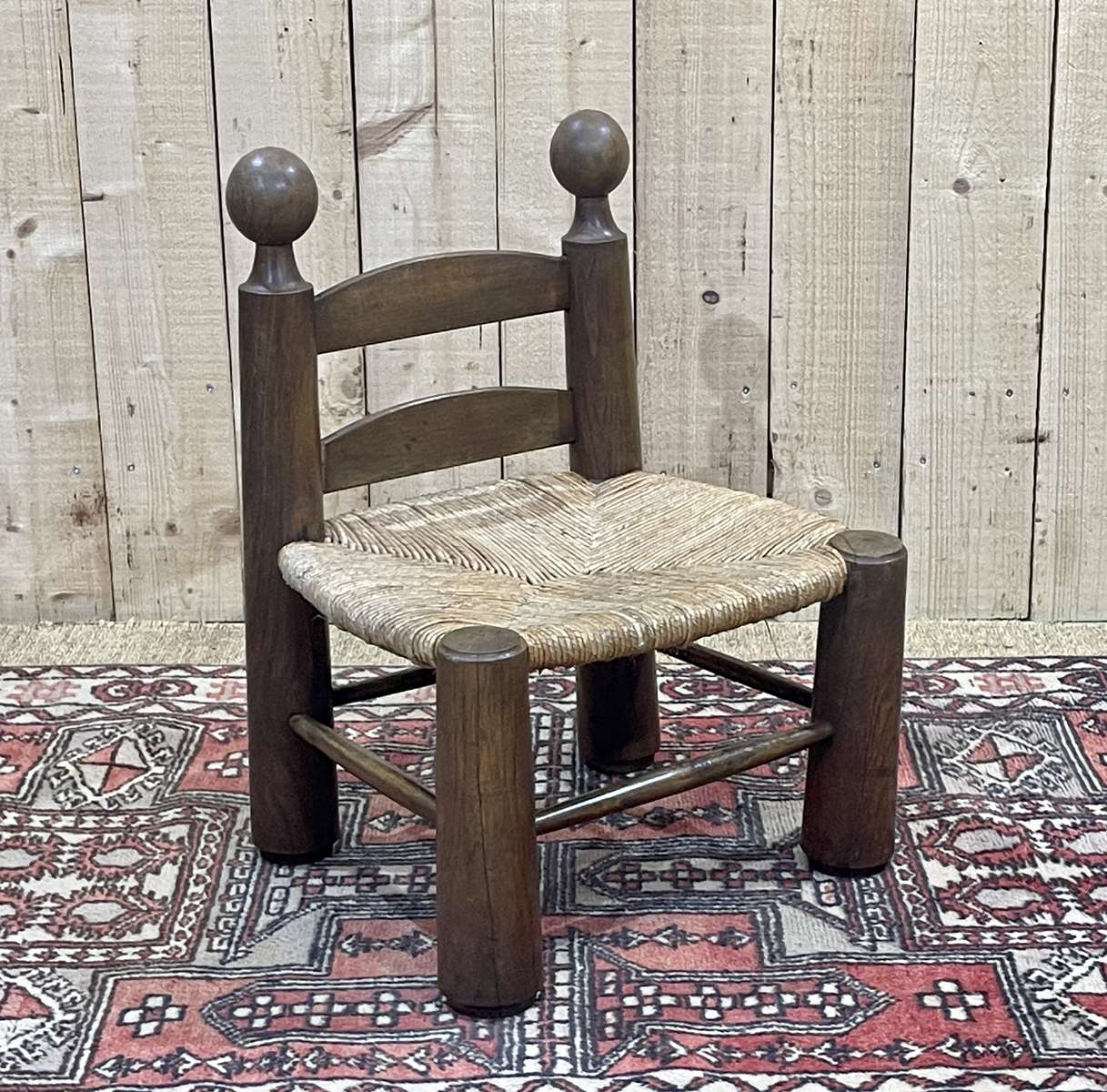 Low chair in elm and beech