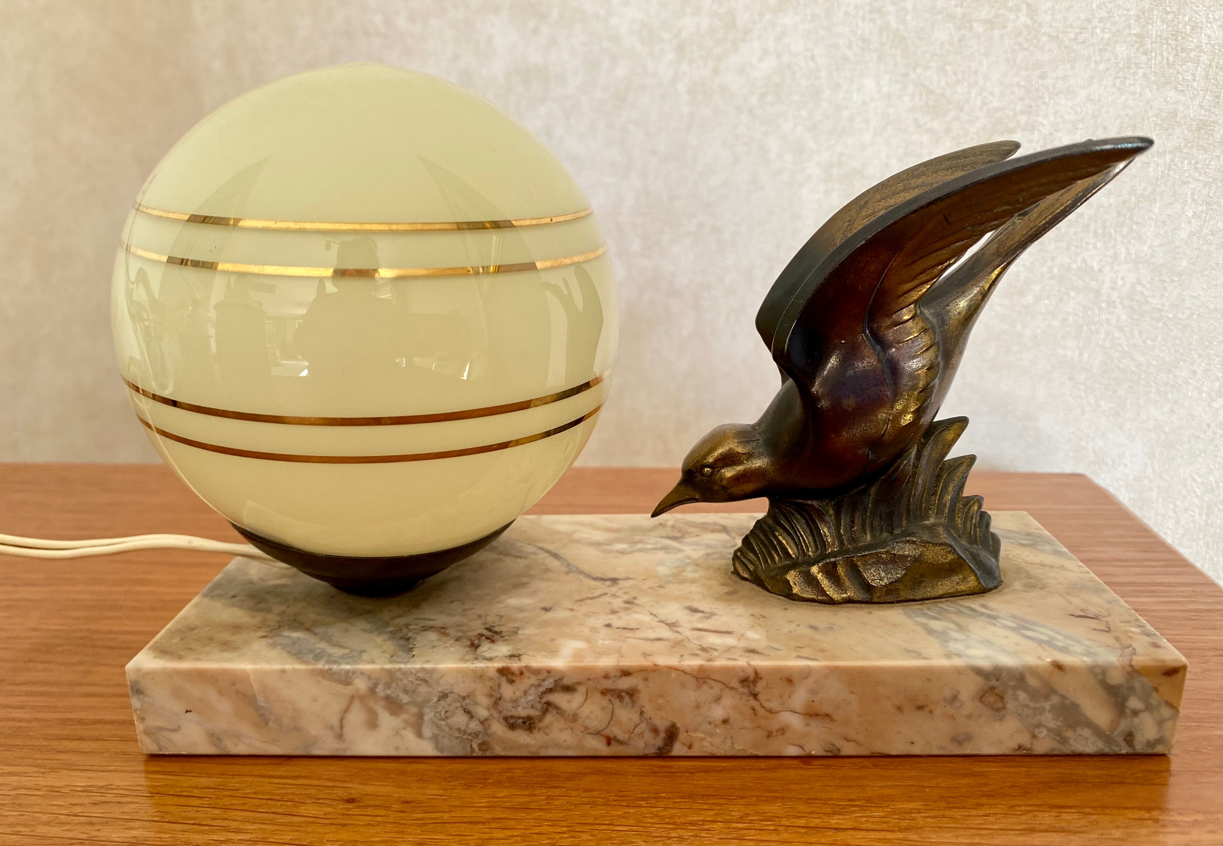 Vintage bird art deco lamp