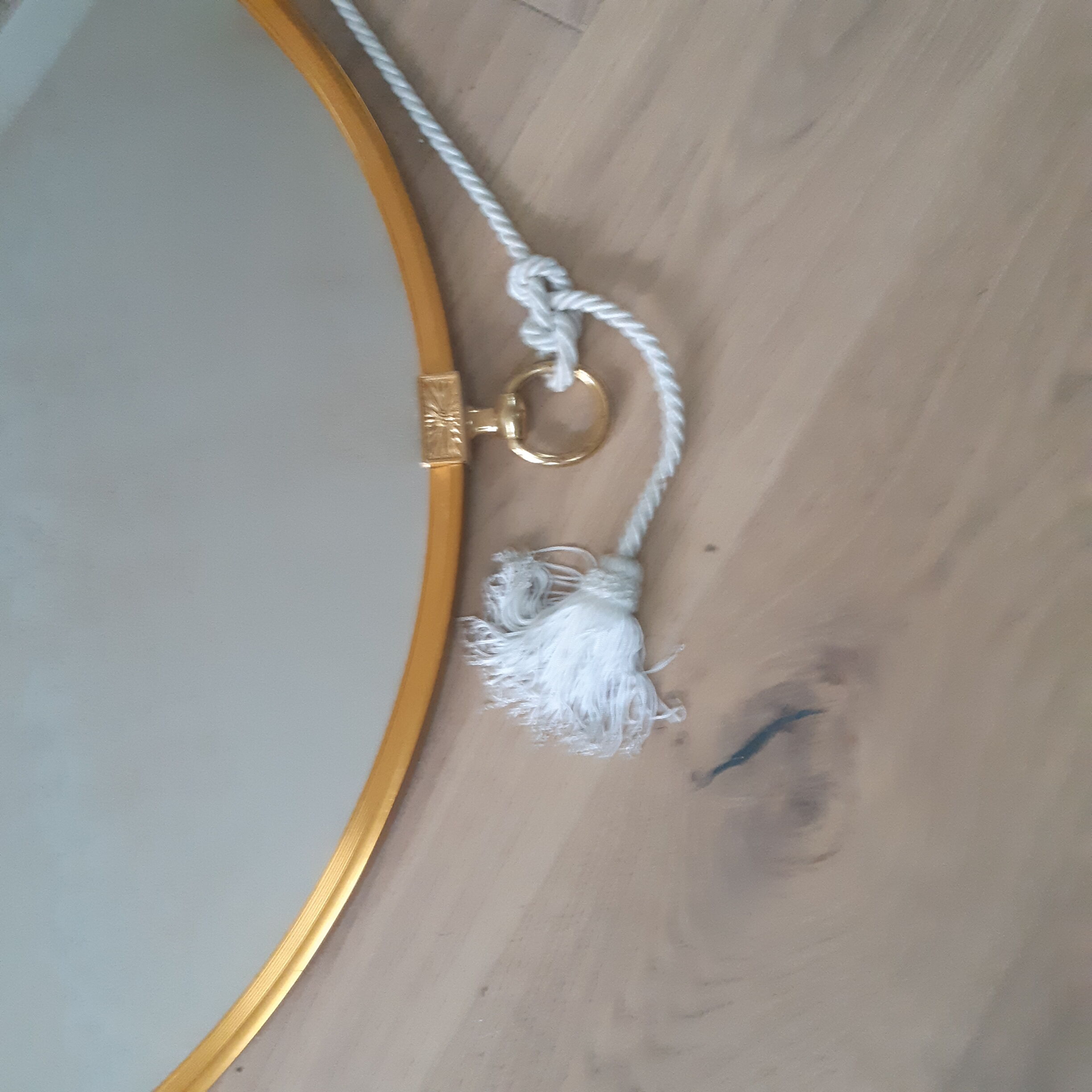Large golden round mirror 70cm