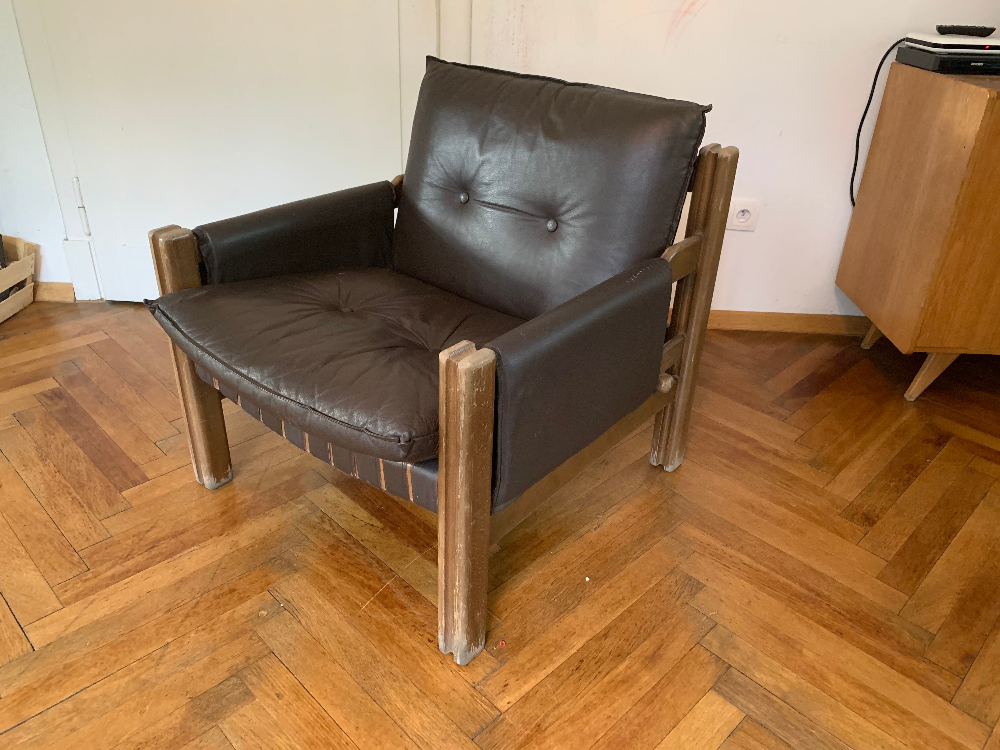 Leather armchair by Ton