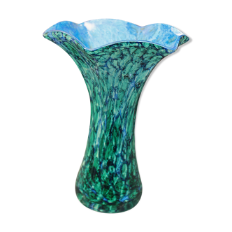 Vase bleu et vert en verre schneider