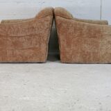 Pair of velvet armchairs "caramel blond" France, circa 1960