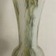 Vase in white opaline blown glass and green, yellow, blue polychrome shades