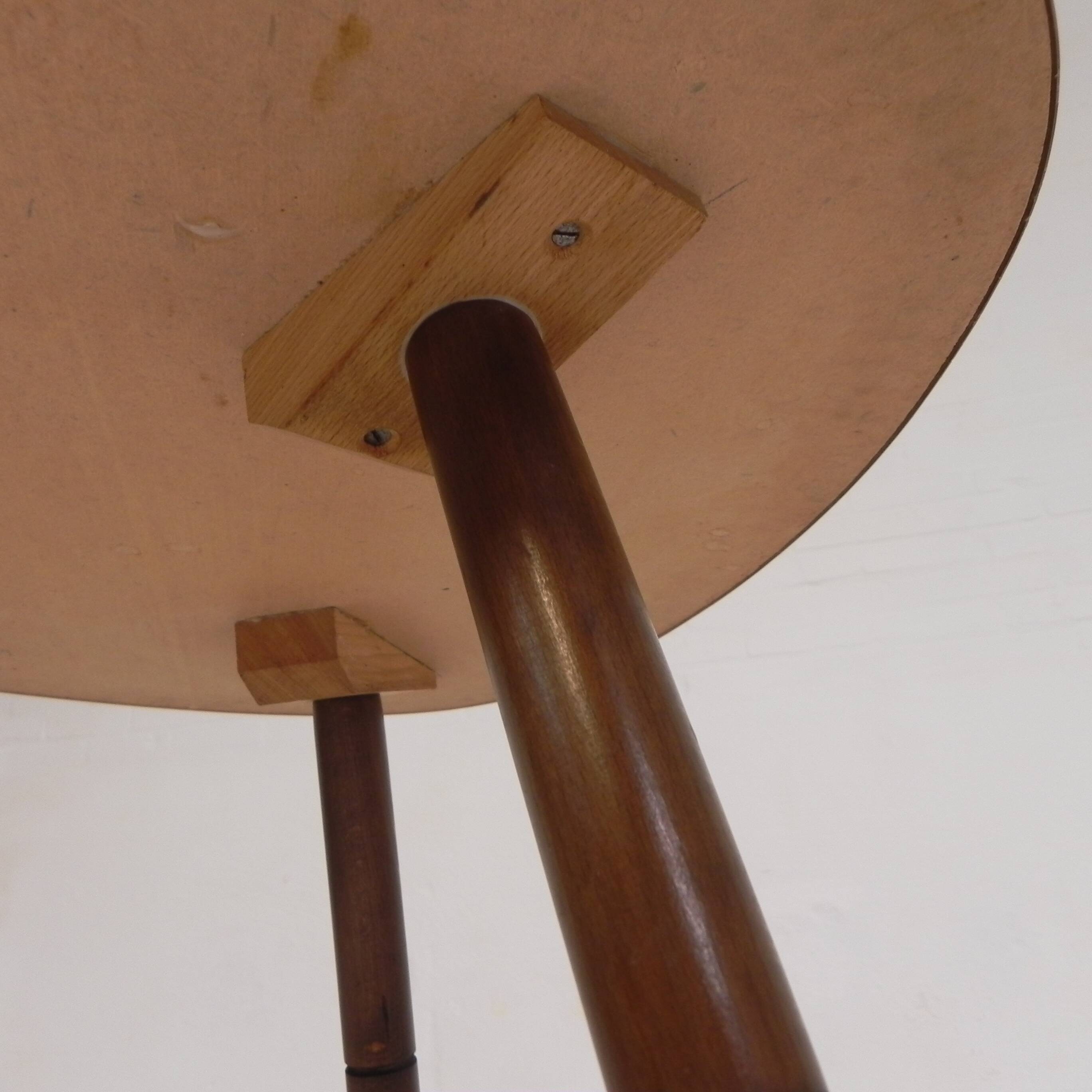 Triangular vintage side table, coffee table, tripod