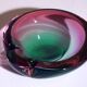 Ashtray with a green and fuchsia glass pestle, Murano Sommerso, 17x6cm