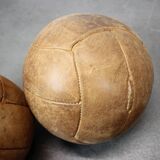 Ballon médicinal vintage en cuir marron, Tchécoslovaquie années 1930