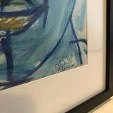 Cubist oil on paper signed Patrick Boudon circa 1970